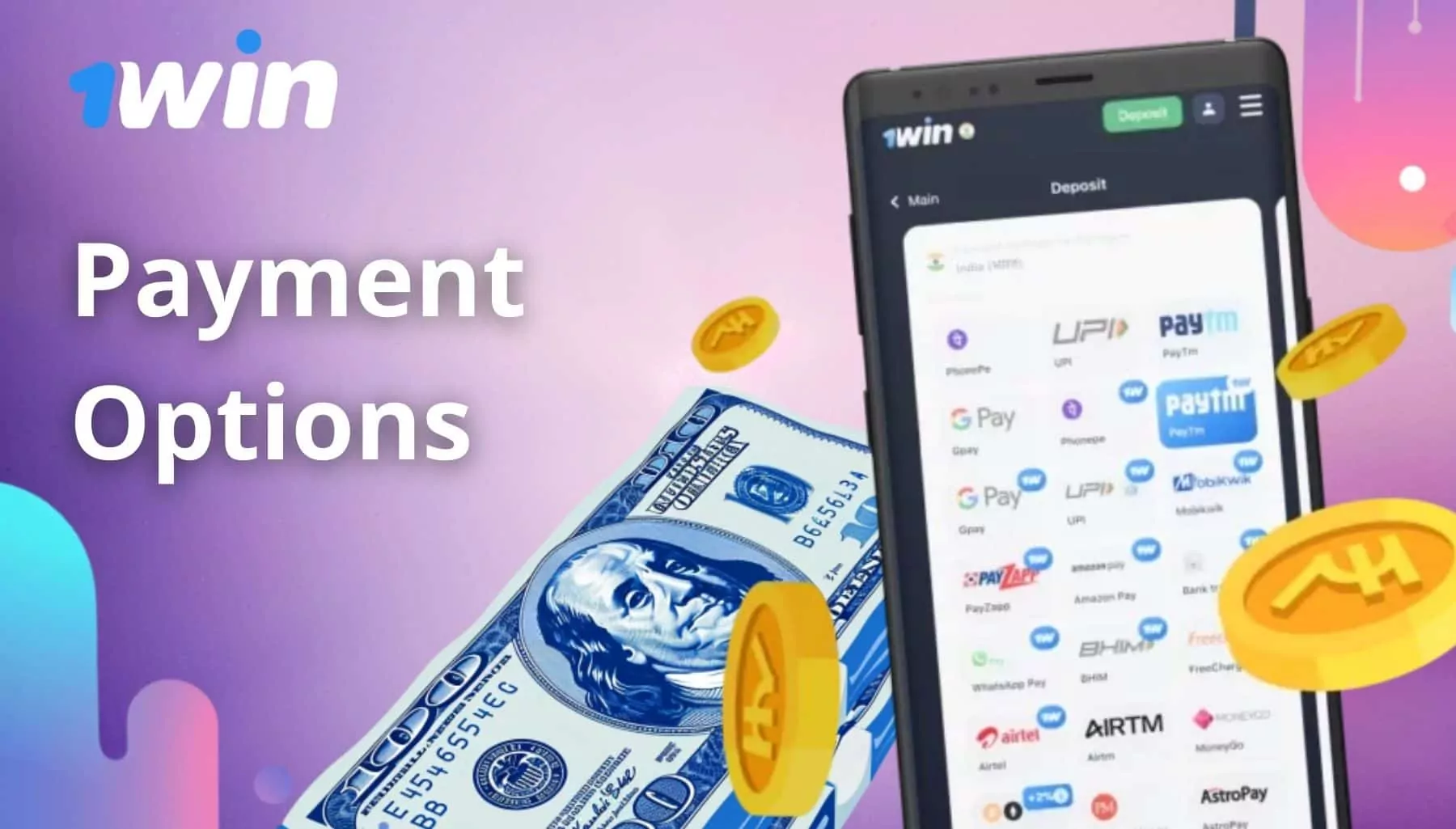 1Win India Application Payment Options
