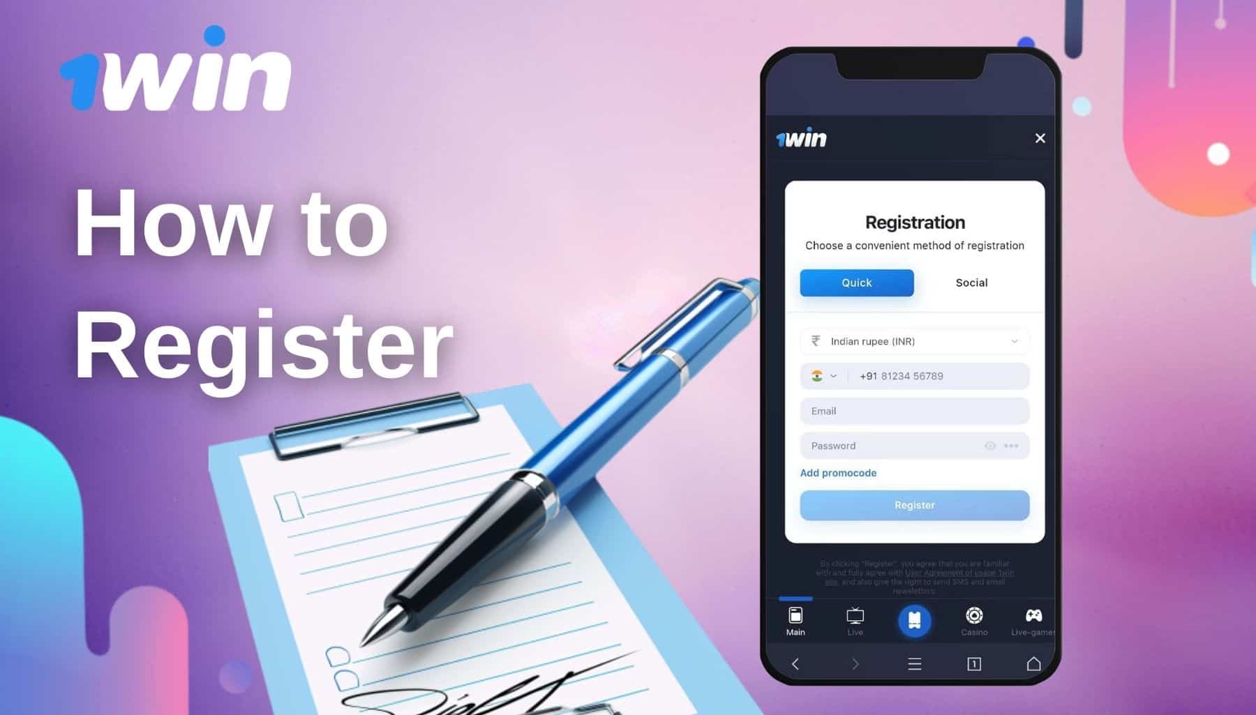 1Win India How to Register an Account in App