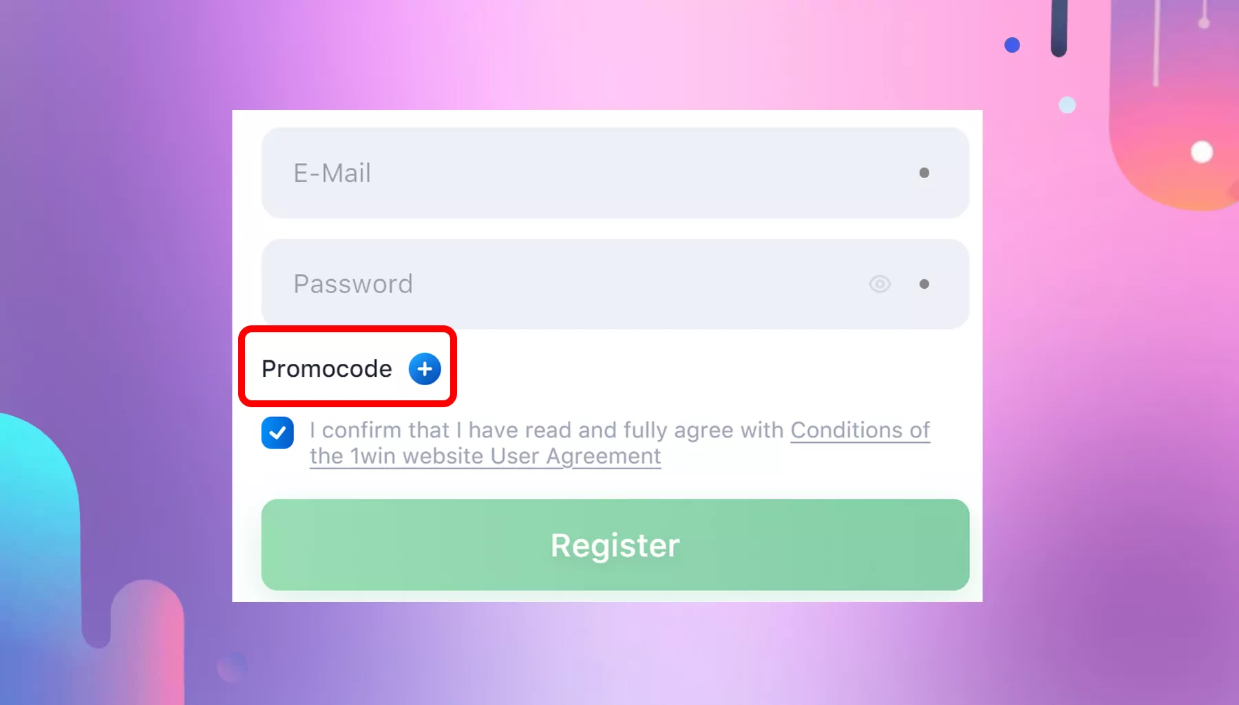 how to activate bonus code in 1win step 2